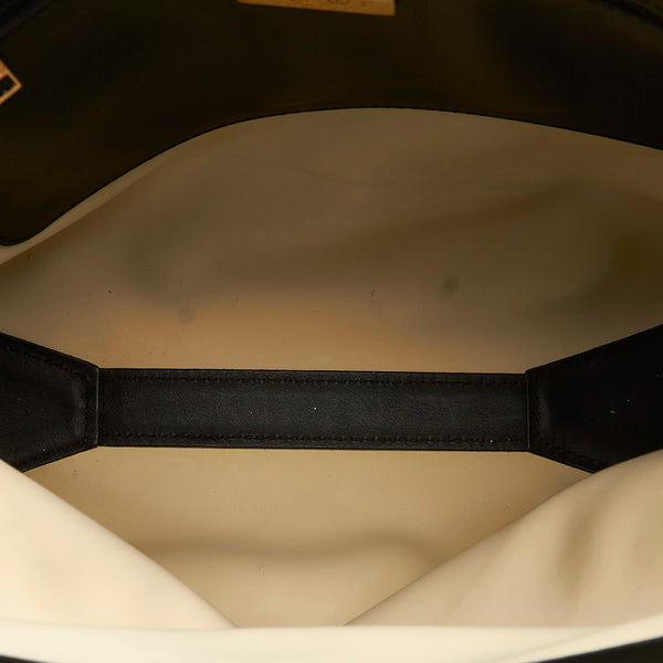 ロエベ ベージュ ブラック レザー キャンバス ハンドバッグ レディース LOEWE 【中古】