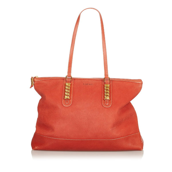 ロエベ ベラスケス ツイスト ダークオレンジ スウェード レザー ショルダーバッグ トートバッグ レディース LOEWE 【中古】