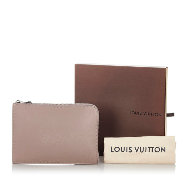 ルイ ヴィトン ポシェットジュールPM R99760 トープ あずき色 レザー クラッチバッグ レディース LOUIS VUITTON 【中古】