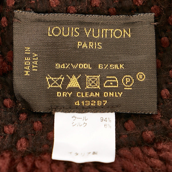 ルイ ヴィトン エシャルプ ロゴマニア ブラウン ウール シルク マフラー レディース LOUIS VUITTON 【中古】