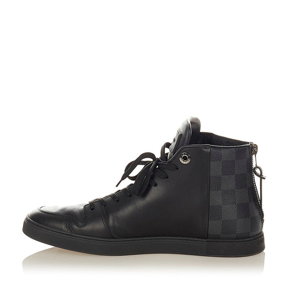 ルイ ヴィトン ダミエグラフィット ハイカット ブラック PVC レザー スニーカー レディース LOUIS VUITTON 【中古】