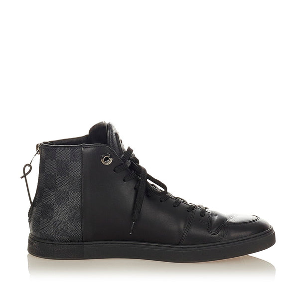 ルイ ヴィトン ダミエグラフィット ハイカット ブラック PVC レザー スニーカー レディース LOUIS VUITTON 【中古】