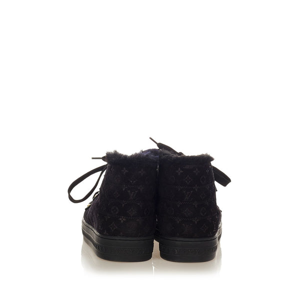 ルイ ヴィトン モノグラム ブラック スウェード スニーカー レディース LOUIS VUITTON 【中古】