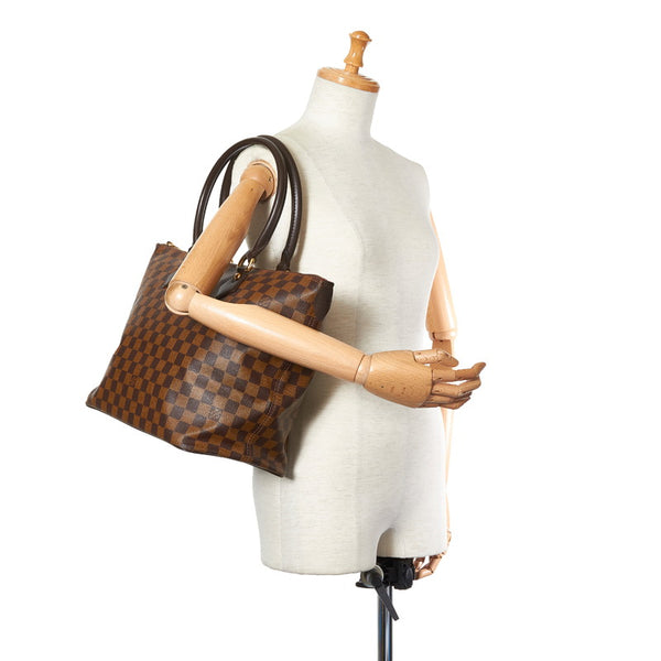 ルイ ヴィトン ダミエ サレヤMM トートバッグ N51182 ブラウン PVC レザー レディース LOUIS VUITTON 【中古】