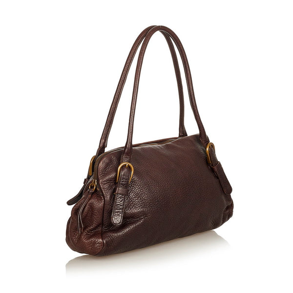 ミュウミュウ ハンドバッグ ダークブラウン レザー レディース MIUMIU 【中古】