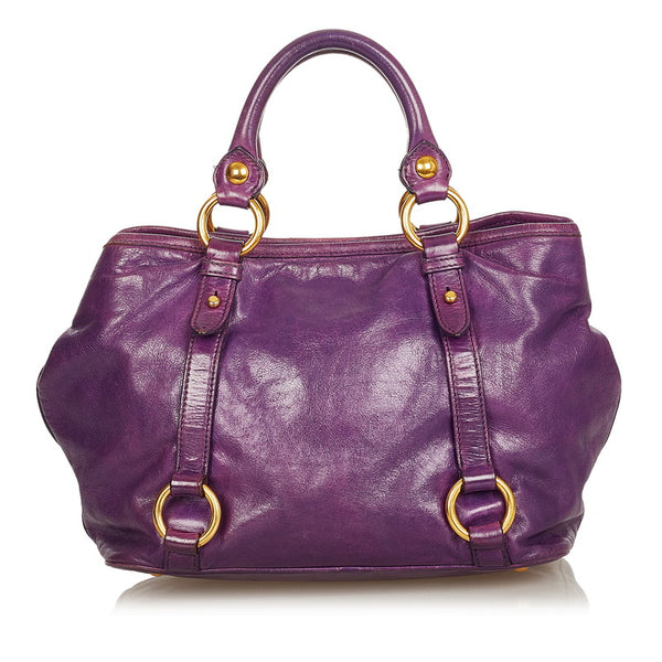 ミュウミュウ パープル レザー ハンドバック ショルダ-バッグ２WAY レディース MIUMIU 【中古】