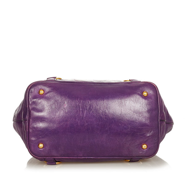 ミュウミュウ パープル レザー ハンドバック ショルダ-バッグ２WAY レディース MIUMIU 【中古】