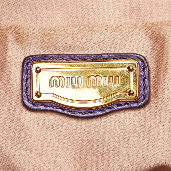ミュウミュウ パープル レザー ハンドバック ショルダ-バッグ２WAY レディース MIUMIU 【中古】