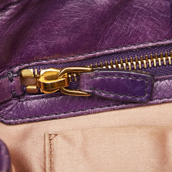 ミュウミュウ パープル レザー ハンドバック ショルダ-バッグ２WAY レディース MIUMIU 【中古】