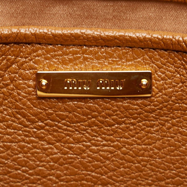 ミュウミュウ マドラス RN 0882 ベージュ ブラウン レザー ハンドバッグ レディース MIUMIU 【中古】
