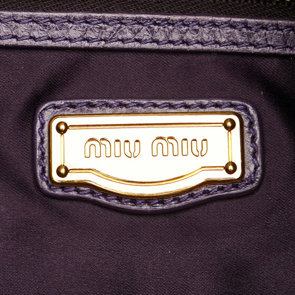 ミュウミュウ ロゴプレート ショルダーバッグ T15766 パープル レザー レディース MIUMIU 【中古】
