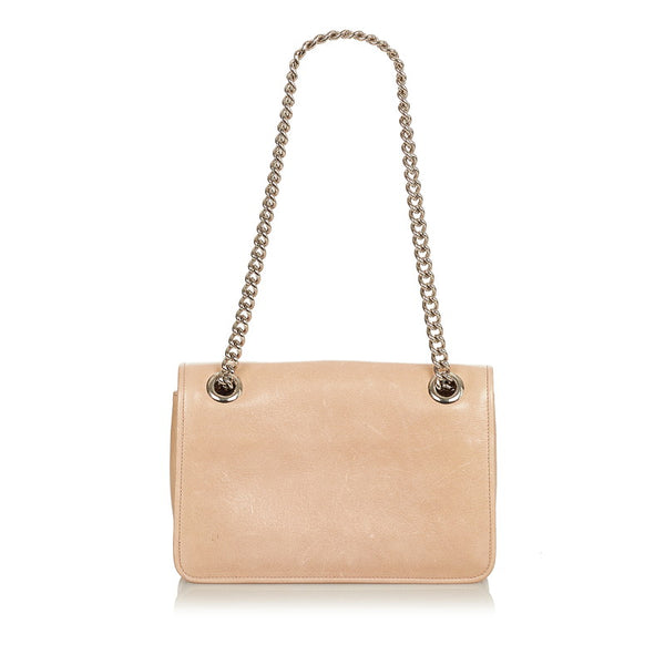 ミュウミュウ 5ＢＤ015 ピンクグレー レザー チェーン ショルダーバッグ レディース MIUMIU 【中古】