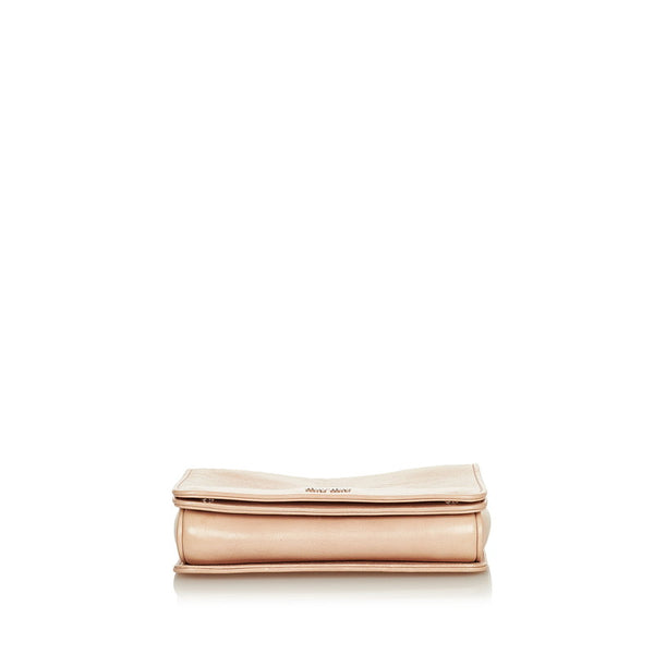 ミュウミュウ 5ＢＤ015 ピンクグレー レザー チェーン ショルダーバッグ レディース MIUMIU 【中古】