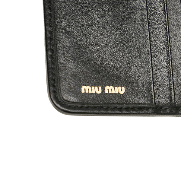 ミュウミュウ マテラッセ 5ML002_N88_F0002 ブラック シープスキン 三つ折り財布 レディース MIUMIU 【中古】