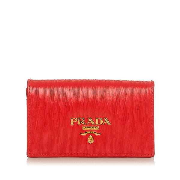 プラダ サフィアーノ  1ＭＣ122 レッド レザー カードケース レディース PRADA 【中古】