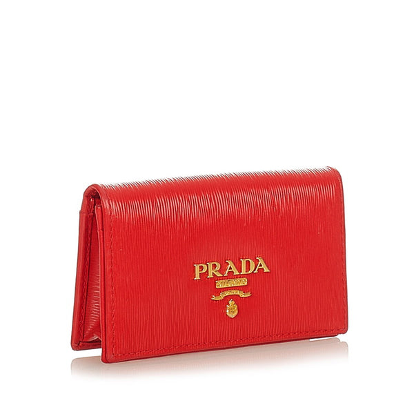 プラダ サフィアーノ  1ＭＣ122 レッド レザー カードケース レディース PRADA 【中古】