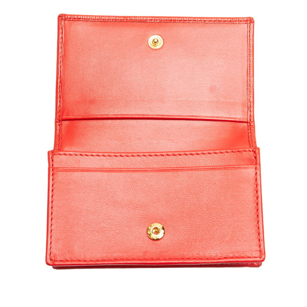 プラダ サフィアーノ  1ＭＣ122 レッド レザー カードケース レディース PRADA 【中古】