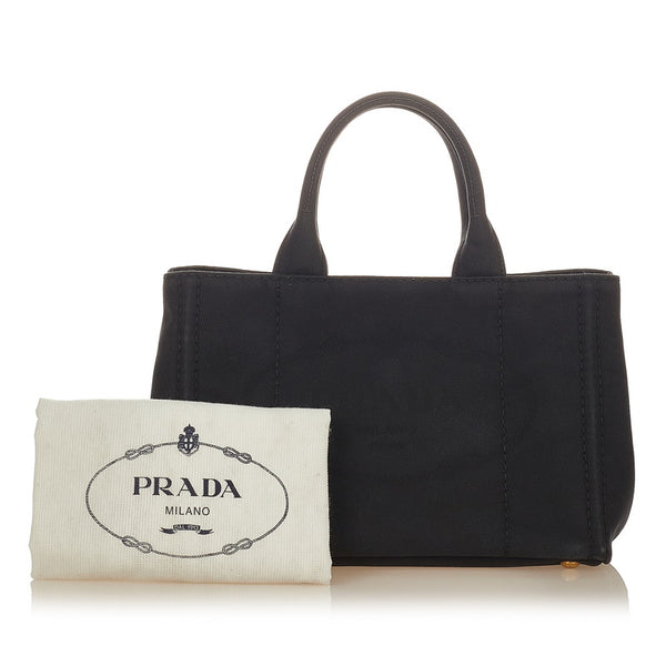 プラダ カナパ ブラック キャンバス ハンドバッグ レディース PRADA 【中古】