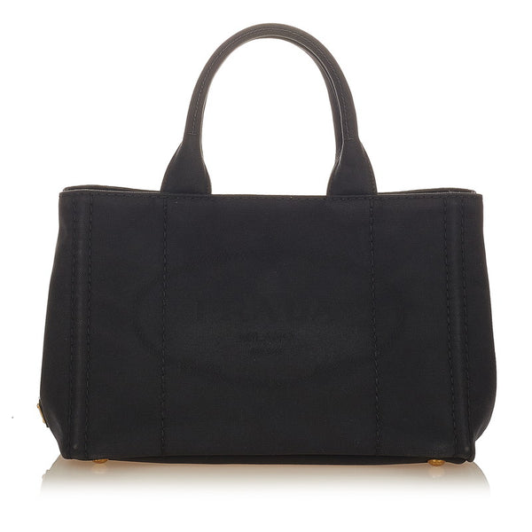 プラダ カナパ ブラック キャンバス ハンドバッグ レディース PRADA 【中古】