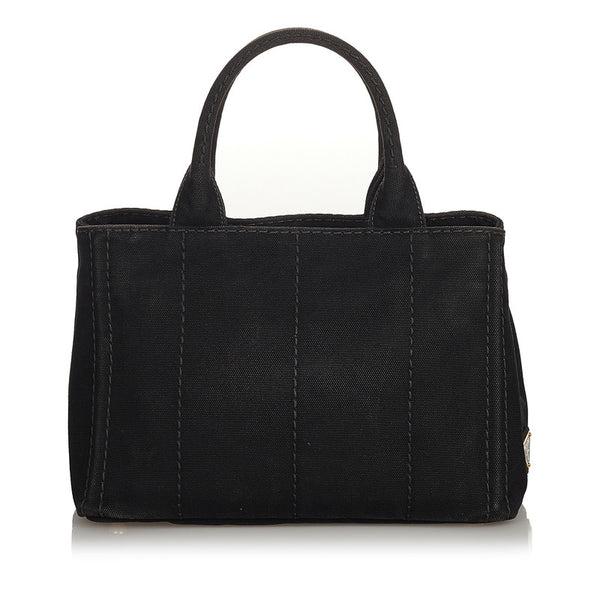 プラダ カナパ ブラック キャンバス ハンドバッグ レディース PRADA 【中古】