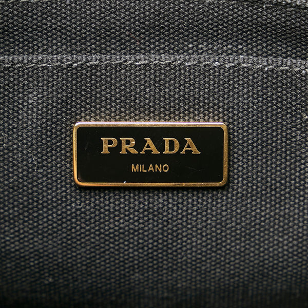 プラダ カナパ ブラック キャンバス ハンドバッグ レディース PRADA 【中古】