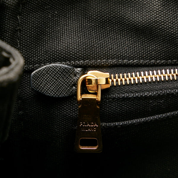 プラダ カナパ ブラック キャンバス ハンドバッグ レディース PRADA 【中古】