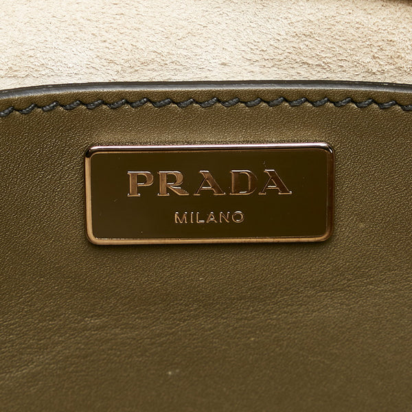 プラダ ステッチデザイン ハンドバッグ BN2820 カーキ レザー レディース PRADA 【中古】