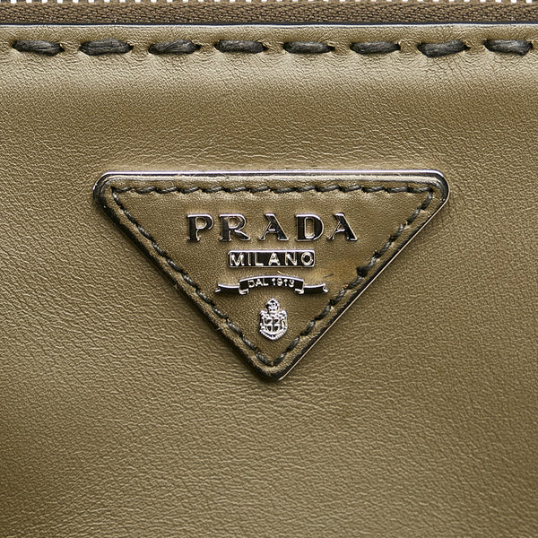 プラダ ステッチデザイン ハンドバッグ BN2820 カーキ レザー レディース PRADA 【中古】