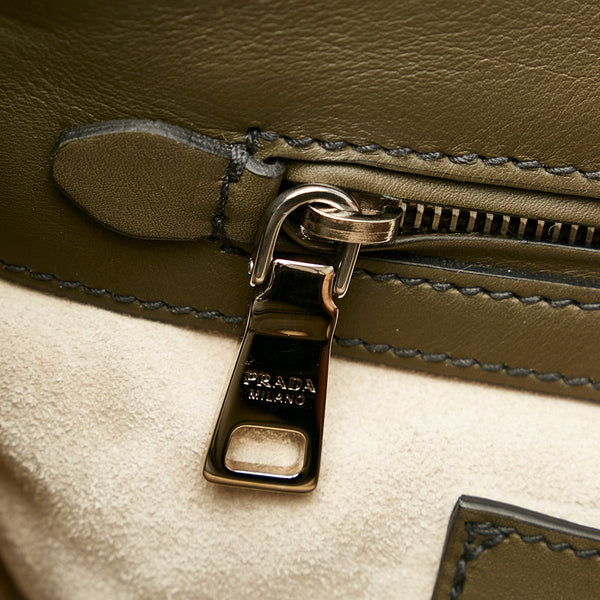 プラダ ステッチデザイン ハンドバッグ BN2820 カーキ レザー レディース PRADA 【中古】