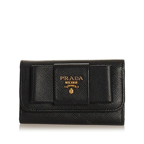 プラダ リボン 6連 ブラック レザー サフィアーノ キーケース レディース PRADA 【中古】