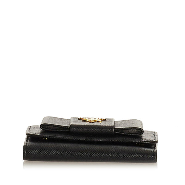 プラダ リボン 6連 ブラック レザー サフィアーノ キーケース レディース PRADA 【中古】