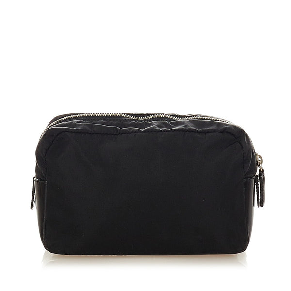 プラダ ポコノ ブラック ナイロン レザー ポーチ レディース PRADA 【中古】