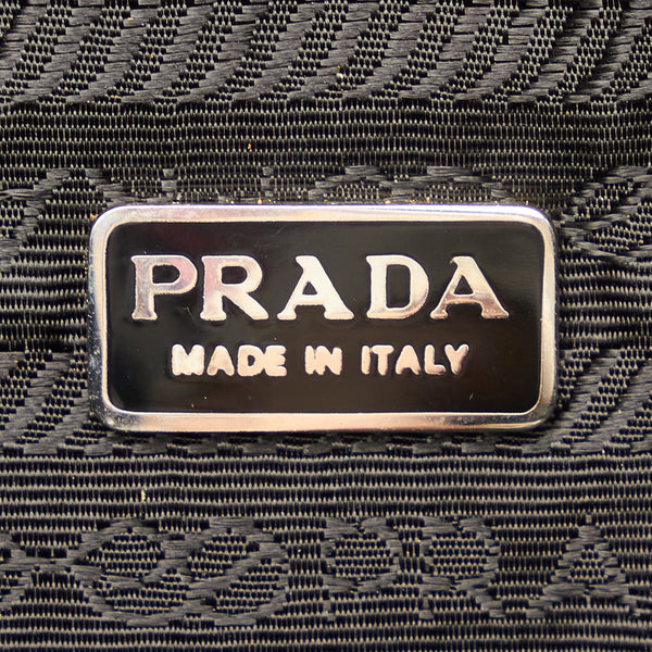 プラダ ポコノ ブラック ナイロン レザー ポーチ レディース PRADA 【中古】
