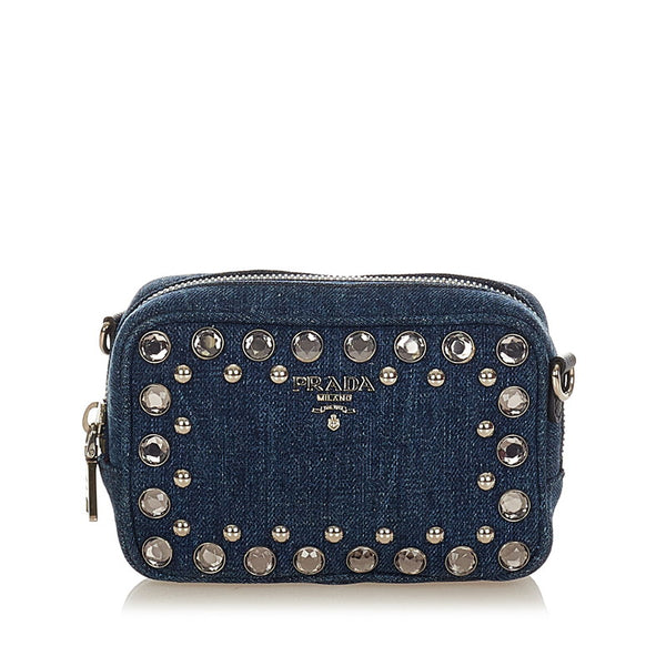 プラダ ショルダーバッグ ネイビー デニム レディース PRADA 【中古】