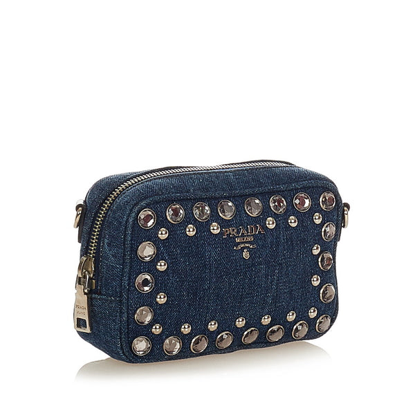 プラダ ショルダーバッグ ネイビー デニム レディース PRADA 【中古】