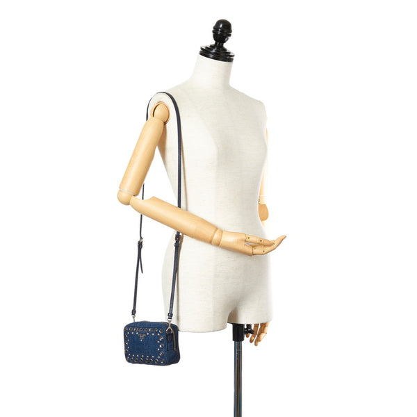 プラダ ショルダーバッグ ネイビー デニム レディース PRADA 【中古】