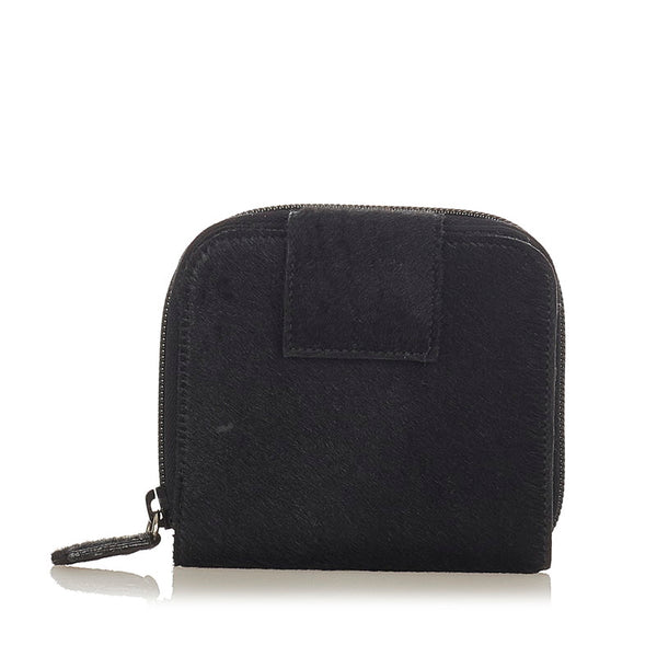 プラダ ブラック フェイクファー 二つ折り財布 レディース PRADA 【中古】