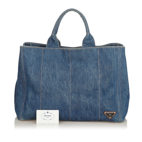 プラダ カナパ VA0904 ブルー デニム トートバッグ レディース PRADA 【中古】