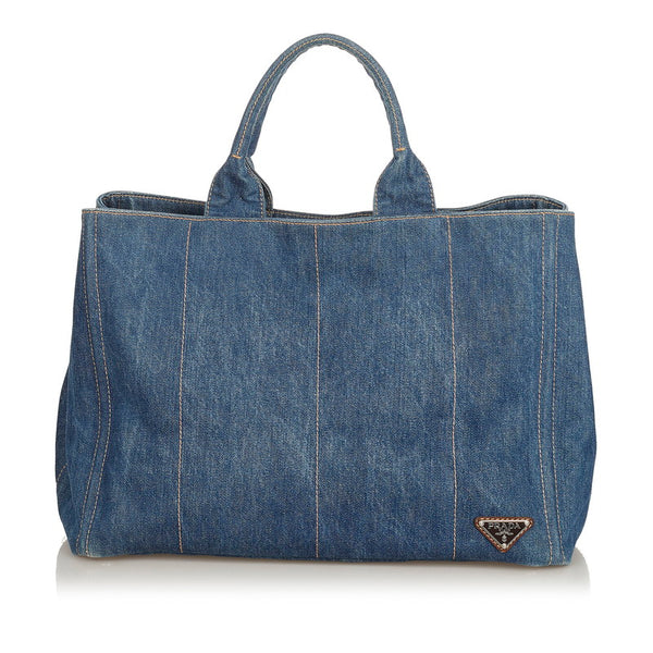 プラダ カナパ VA0904 ブルー デニム トートバッグ レディース PRADA 【中古】