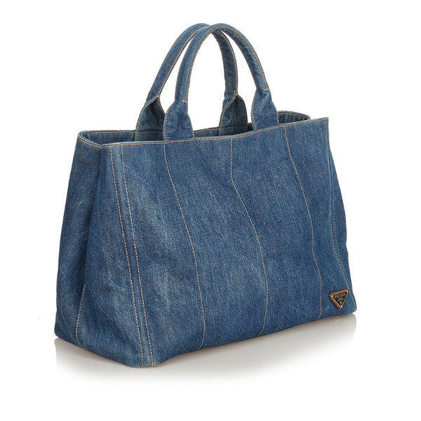 プラダ カナパ VA0904 ブルー デニム トートバッグ レディース PRADA 【中古】