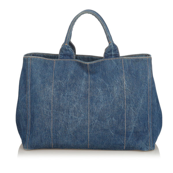 プラダ カナパ VA0904 ブルー デニム トートバッグ レディース PRADA 【中古】