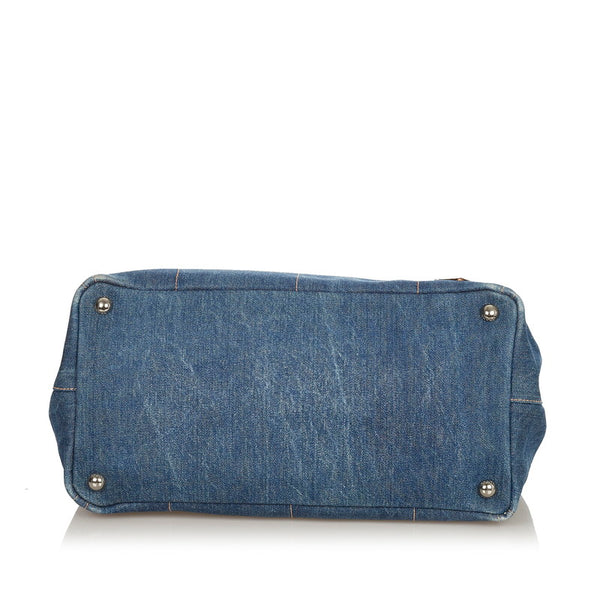 プラダ カナパ VA0904 ブルー デニム トートバッグ レディース PRADA 【中古】