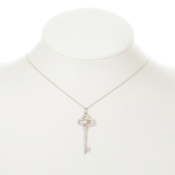 ティファニー K18WG ホワイトゴールド Pt950 プラチナ クラウンキー ネックレス レディース TIFFANY&Co. 【中古】