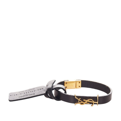 サンローラン ブラック レザー バングル レディース SAINT LAURENT 【中古】