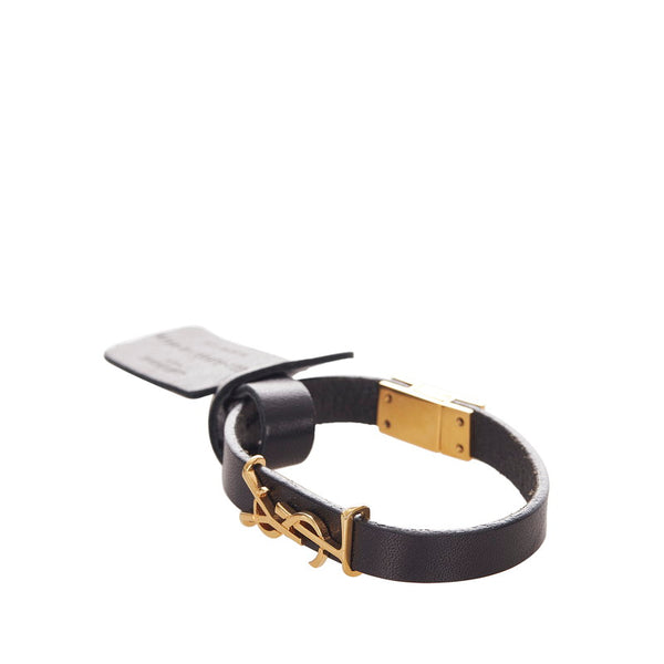 サンローラン ブラック レザー バングル レディース SAINT LAURENT 【中古】