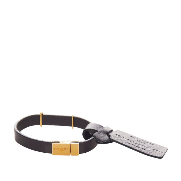 サンローラン ブラック レザー バングル レディース SAINT LAURENT 【中古】