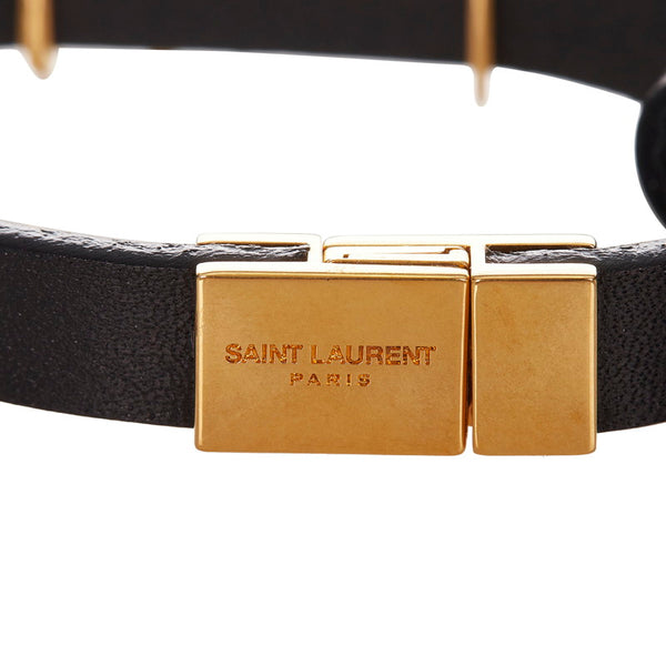 サンローラン ブラック レザー バングル レディース SAINT LAURENT 【中古】