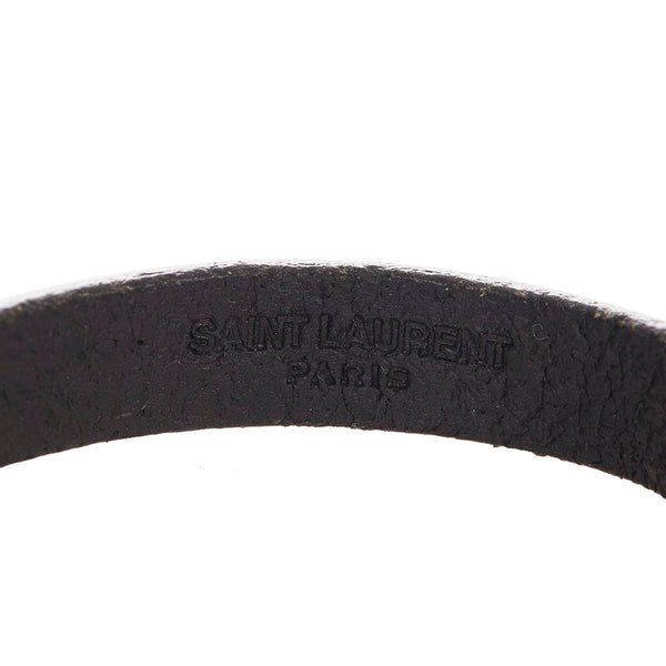 サンローラン ブラック レザー バングル レディース SAINT LAURENT 【中古】