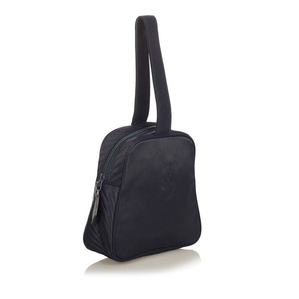 サンローラン YSLロゴ ワンハンドル ハンドバッグ ネイビー ナイロン レディース SAINT LAURENT 【中古】