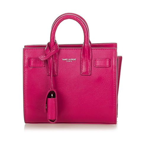 サンローラン サックドジュール ナノ 340778 ピンク レザー ハンドバッグ ショルダーバッグ２WAY レディース SAINT LAURENT 【中古】